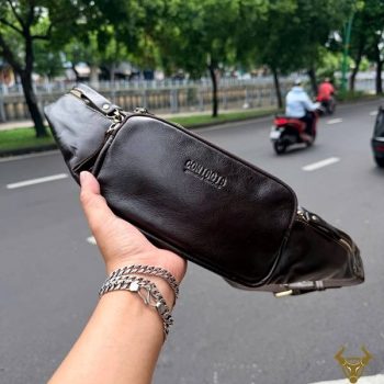 Túi Đeo Hông Nam Da Bò Contact34 Màu Nâu Đen Bền Đẹp