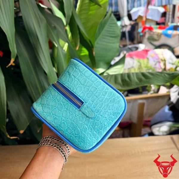 Túi Cầm Tay Nam Da Cá Sấu Xanh Lam Cao Cấp Túi clutch nam da cá sấu Thái Lan xanh lam cao cấp