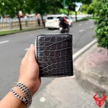 Ví nữ da bụng cá sấu dáng đứng VRBA8 màu xám thời trang