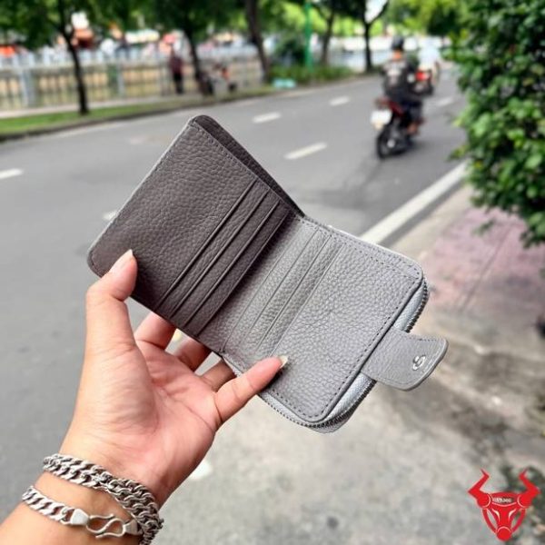 Ví cầm tay nữ VRBA8 da bụng cá sấu màu xám độc đáo