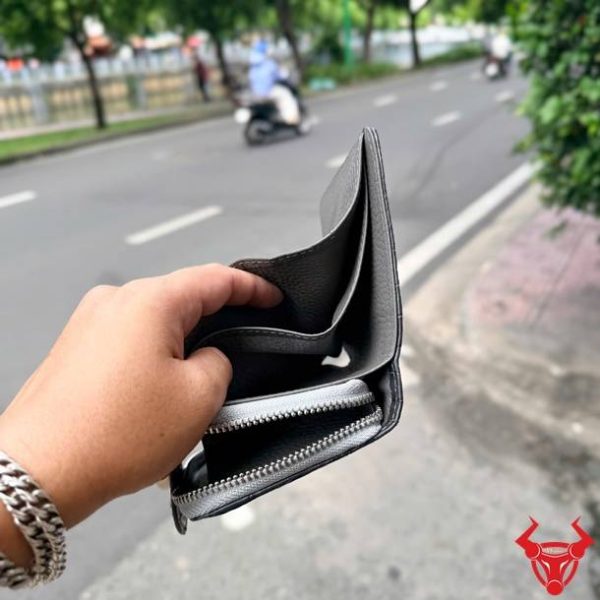 Ví da bụng cá sấu nữ dáng đứng VRBA8 màu xám cao cấp