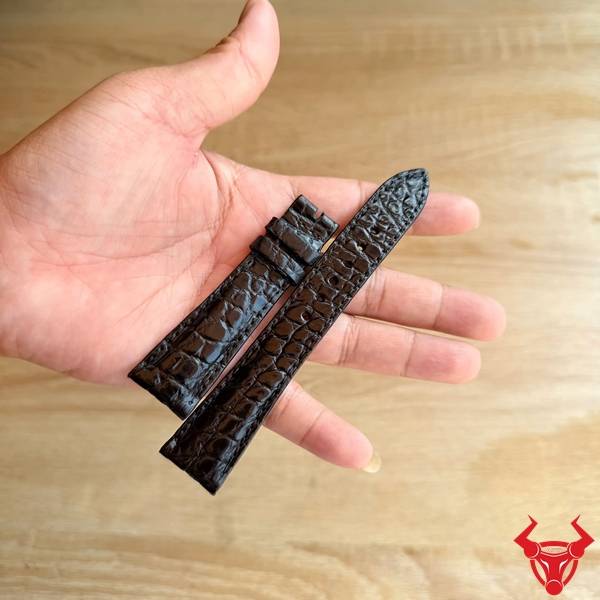Dây đồng hồ cá sấu màu đen size 20-16 sang trọng cao cấp