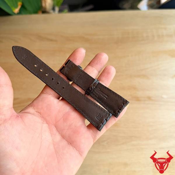 Dây da cá sấu màu đen size 20-16mm chuẩn kích thước đồng hồ