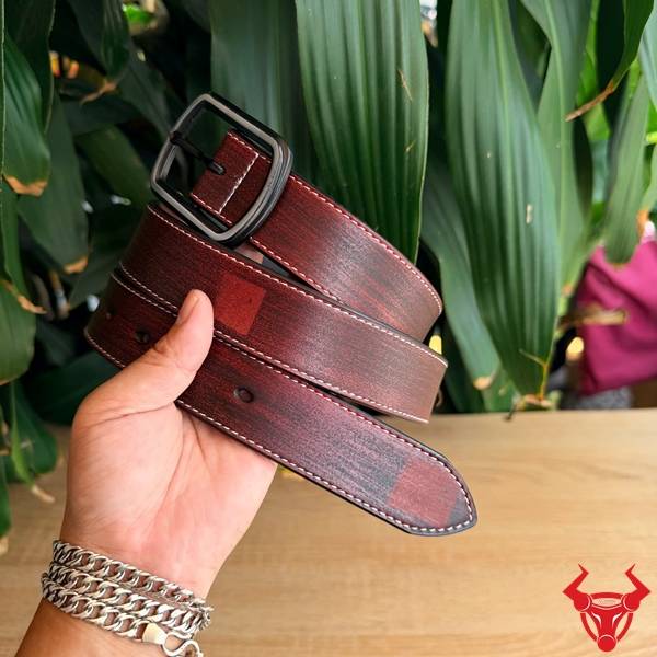 Thắt Lưng Da Bò TLK60 Khóa Kim Đỏ Rượu Sang Trọng Thắt lưng da bò nam TLK60 đỏ rượu pha đen khóa kim dễ phối đồ