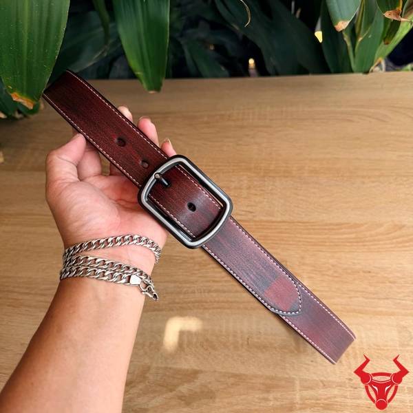 Thắt Lưng Nam TLK60 Da Bò Đỏ Rượu Pha Đen Phong Cách Thắt lưng da bò nam TLK60 đỏ rượu pha đen phụ kiện thời trang đẳng cấp