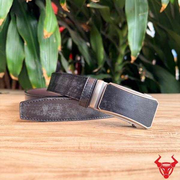 Thắt lưng nam TLRN21 da bò đen phối màu thời trang độc đáo