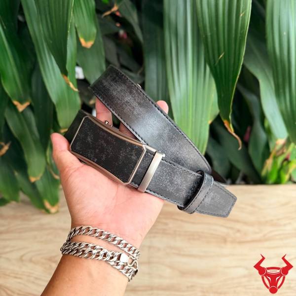 Thắt lưng nam da bò TLRN21 màu đen khóa ray trượt tự động bền chắc