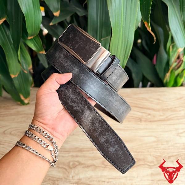 Thắt lưng nam da bò màu đen TLRN21 cao cấp bền đẹp khóa ray trượt