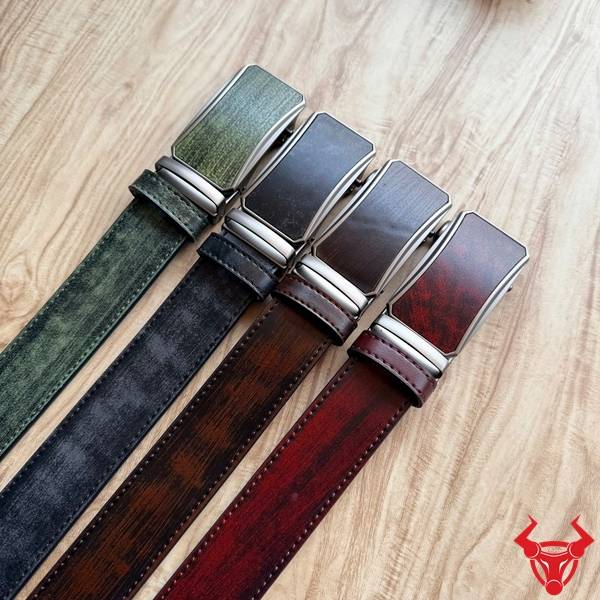 Thắt lưng nam TLRN21 da bò xanh lá phối màu thời trang độc đáo