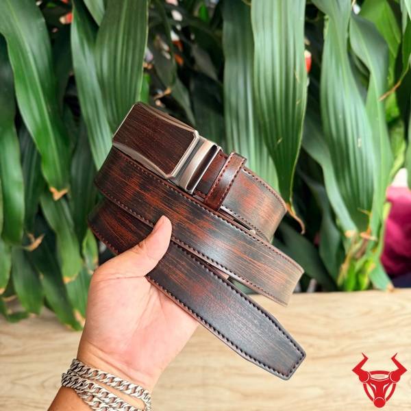 Thắt lưng nam da bò nâu đen TLRN21 khóa ray trượt phong cách hiện đại