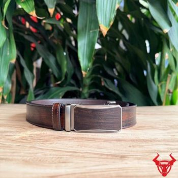 Thắt Lưng Nam Da Bò Màu Nâu Đen TLRN21 Khóa Ray Trượt Tự Động Tiện Dụng