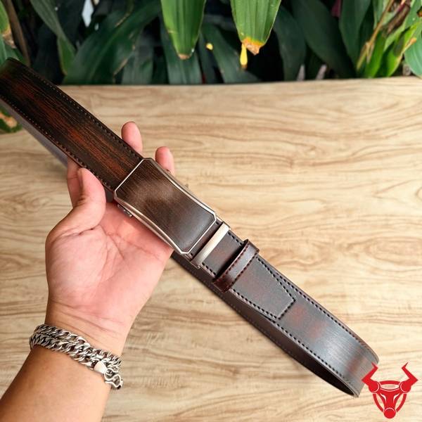 Thắt lưng nam da bò khóa ray trượt TLRN21 màu nâu đen bền đẹp