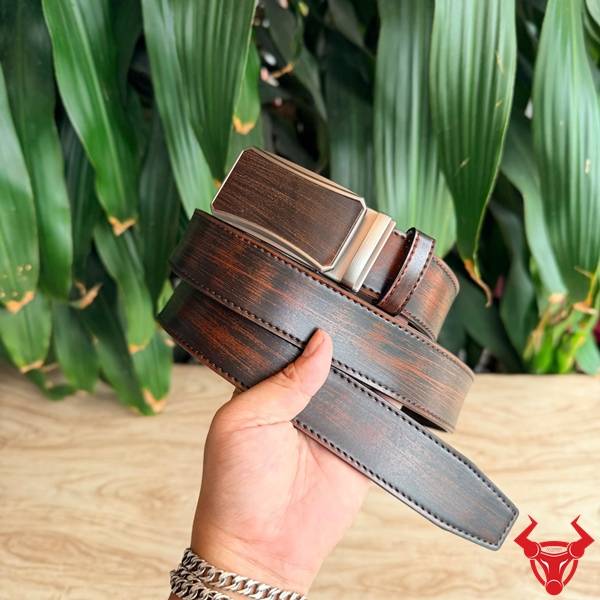 Thắt lưng nam TLRN21 da bò nâu đen khóa ray trượt tự động tiện dụng