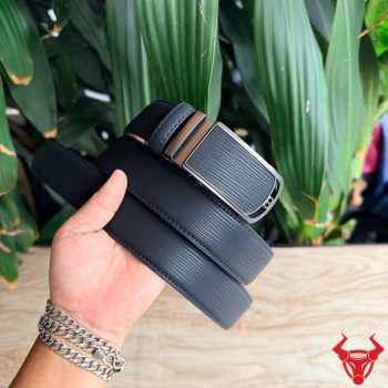Thắt Lưng Nam Da Bò Vân Sọc Màu Đen TLRN22 – Điểm Nhấn Phong Cách