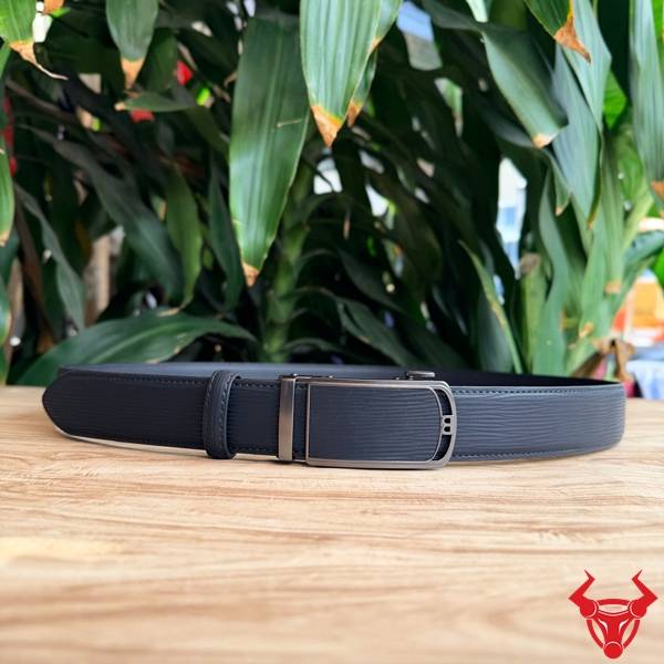 Thắt Lưng Nam Da Bò TLRN22 Đen Khóa Ray Trượt Sang Trọng Thắt lưng nam TLRN22 màu đen da bò vân sọc thiết kế hiện đại