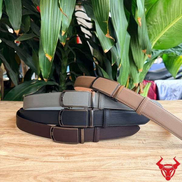 Thắt Lưng Nam Da Bò Vân Sọc Khóa Ray Trượt Nâu Đen TLRN22 Thắt lưng nam da bò vân sọc nâu đen TLRN22 phụ kiện cao cấp