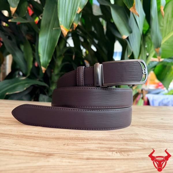 Thắt Lưng Da Bò TLRN22 Nâu Đen Khóa Ray Trượt Thời Thượng Thắt lưng nam TLRN22 da bò nâu đen vân sọc phong cách thời thượng