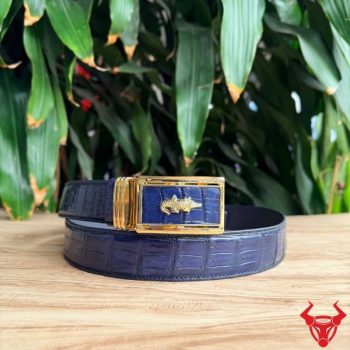 Thắt Lưng Nam Da Cá Sấu Bản 4cm TLA9B4 Xanh Navy Lịch Lãm