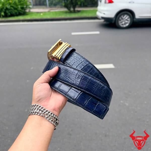 Thắt Lưng TLA9B4 Da Cá Sấu Xanh Navy Phong Cách Nam Tính Thắt lưng da cá sấu nam TLA9B4 màu xanh Navy bản rộng 4cm