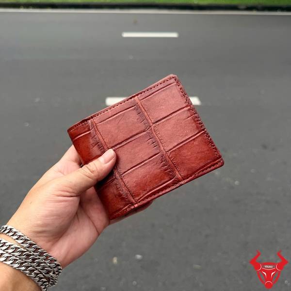 Ví ngang da bụng cá sấu Thái Lan VBA8-TL nâu Cognac bền đẹp